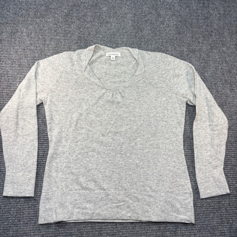 Banana Republic Womens‎ Gray Cashmere Blend Scoop Neck Pleated Sweater Large L